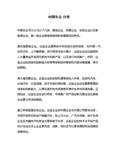中国车企 分类