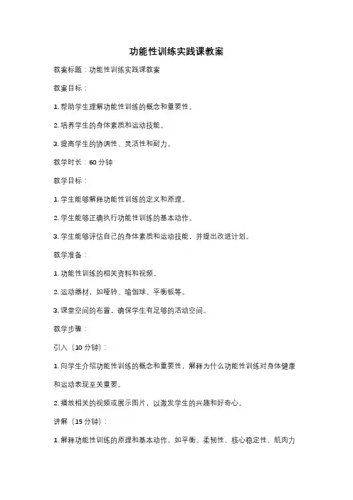 功能性训练实践课教案