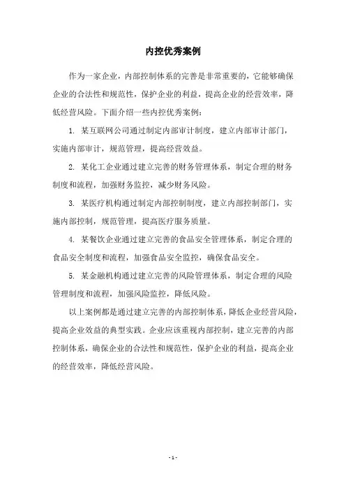 内控优秀案例