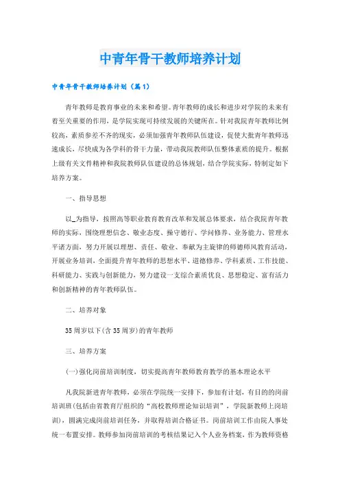 中青年骨干教师培养计划