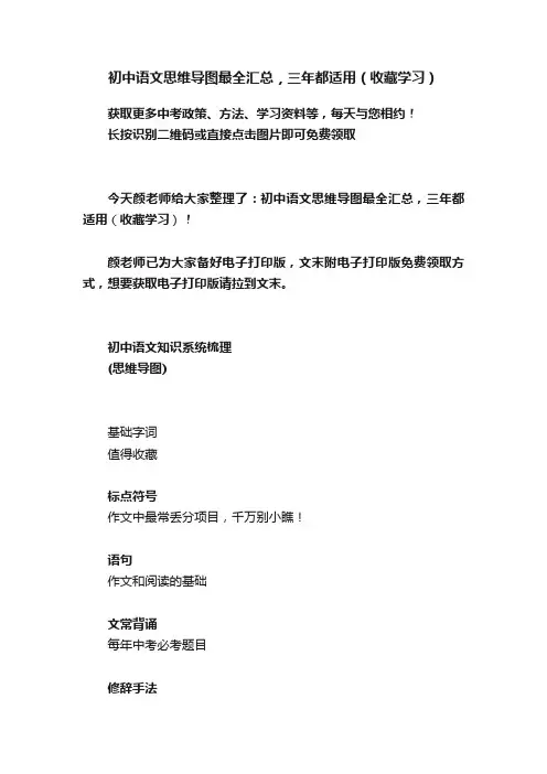初中语文思维导图最全汇总，三年都适用（收藏学习）