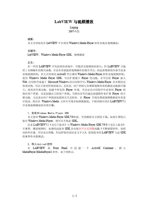 LabVIEW与视频播