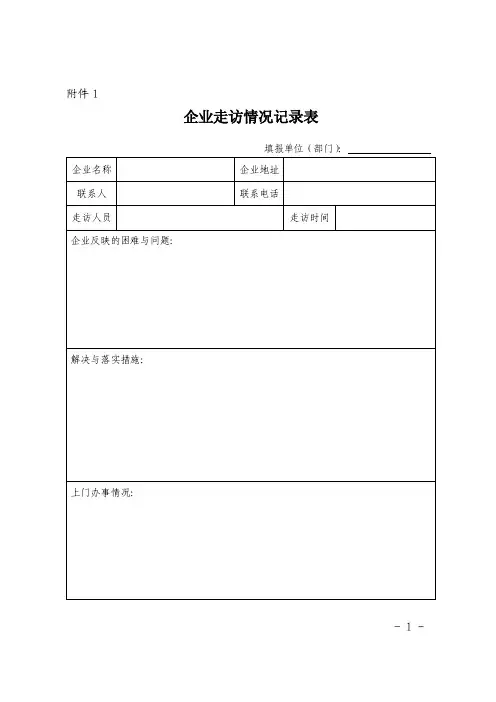 企业走访情况记录表