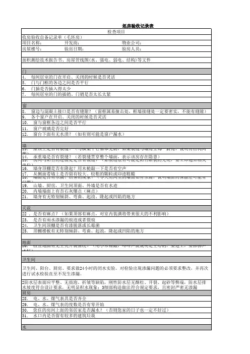 毛坯房验收表