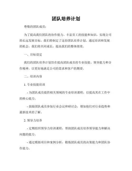 团队培养计划