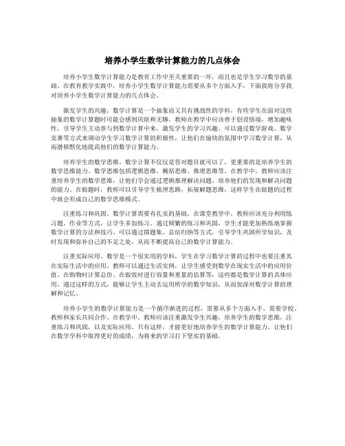 培养小学生数学计算能力的几点体会