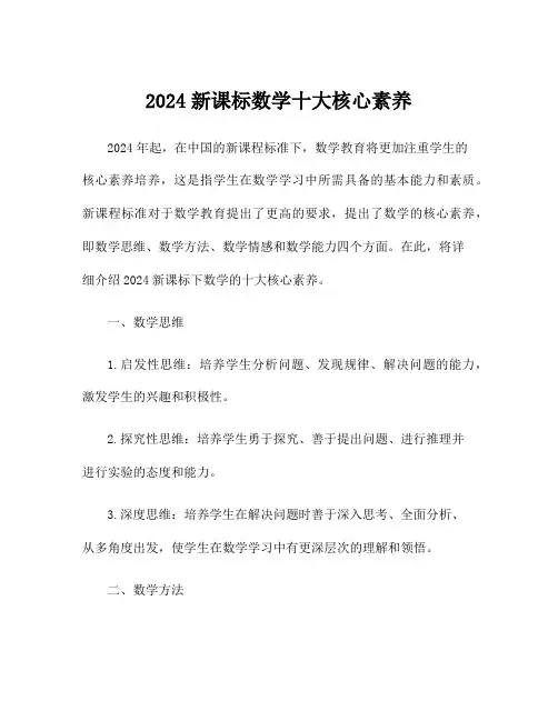 2024新课标数学十大核心素养