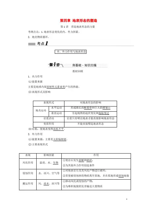 高考地理一轮复习 第四章 地表形态的塑造