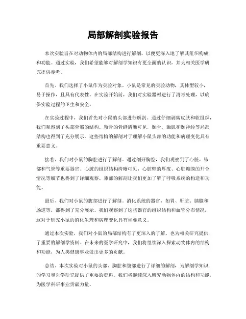 局部解剖实验报告