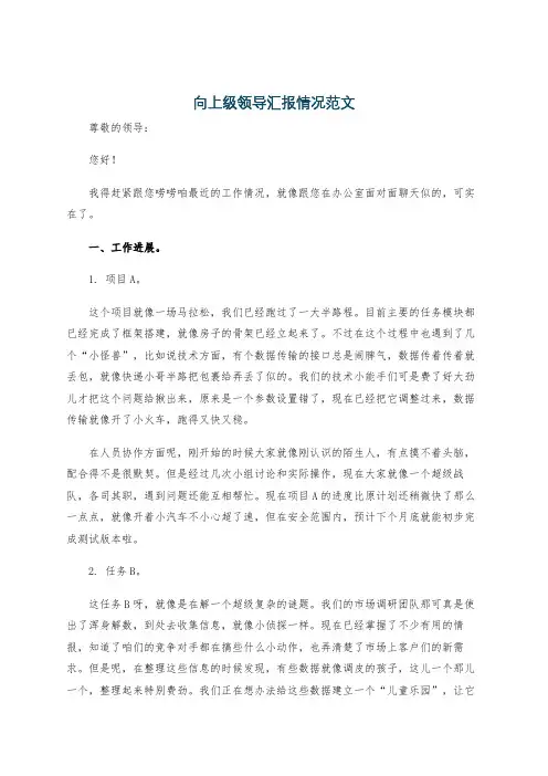 向上级领导汇报情况范文