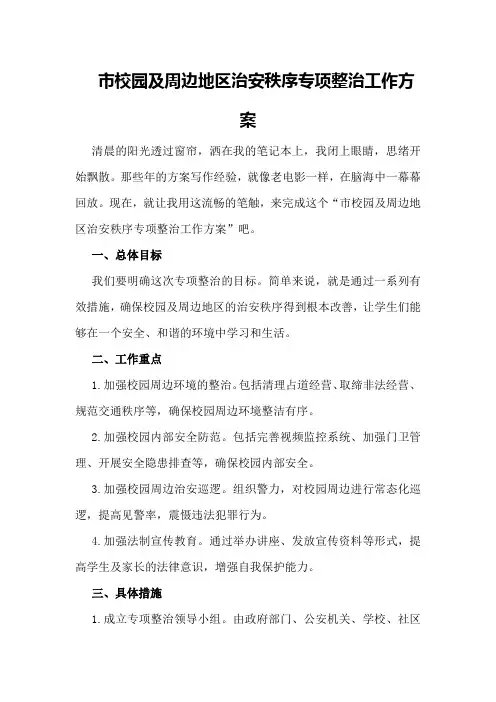 市校园及周边地区治安秩序专项整治工作方案