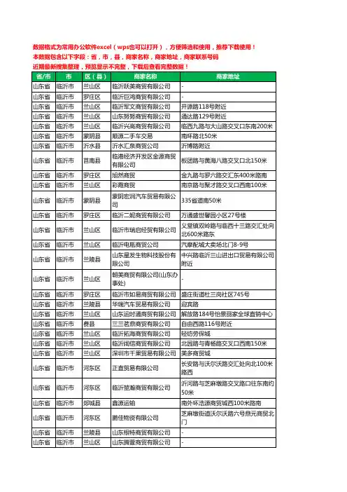 2020新版山东省临沂市商贸有限公司工商企业公司商家名录名单黄页联系电话号码地址大全1819家