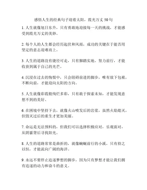 感悟人生的经典句子迎着太阳,霞光万丈50句