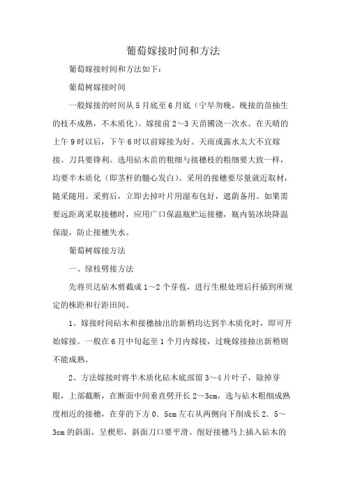 葡萄嫁接时间和方法