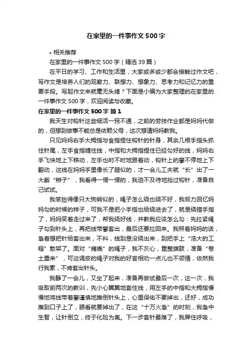 在家里的一件事作文500字