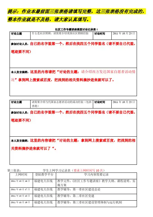 《社区工作专题》作业参考答案