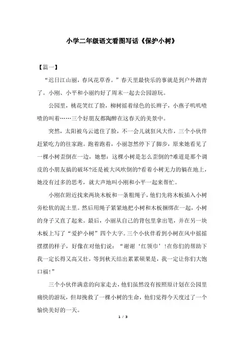 小学二年级语文看图写话《保护小树》