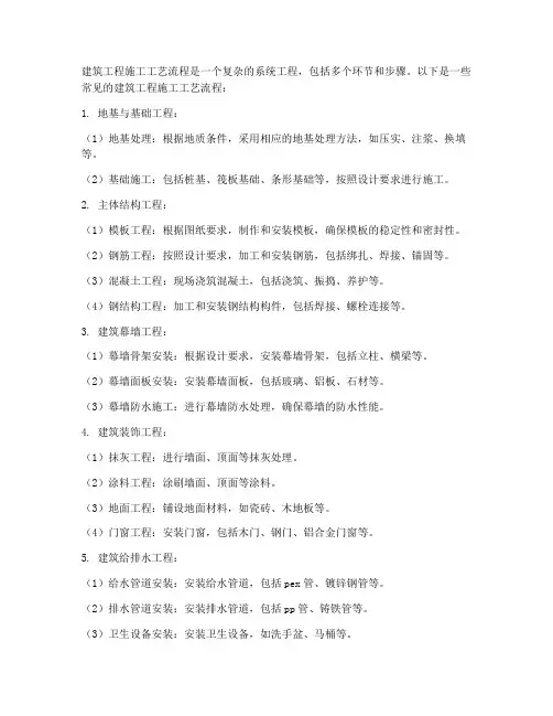 各种建筑工程施工工艺流程