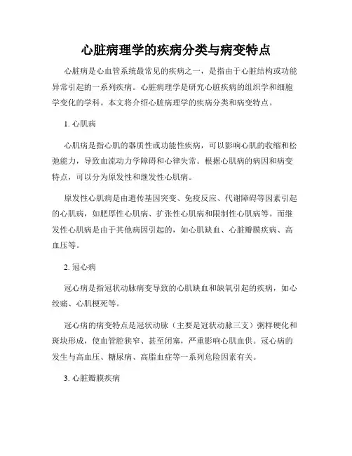 心脏病理学的疾病分类与病变特点
