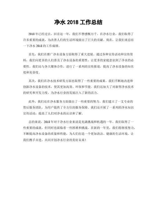 净水2018工作总结