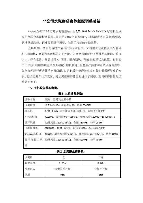 水泥磨研磨体级配调整总结