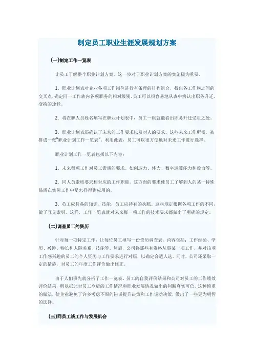 制定员工职业生涯发展规划方案