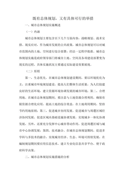既有总体规划,又有具体可行的举措