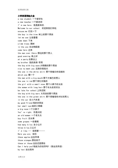 (完整版)小学英语词组大全