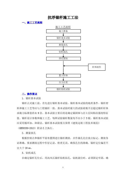 抗浮锚杆施工方法