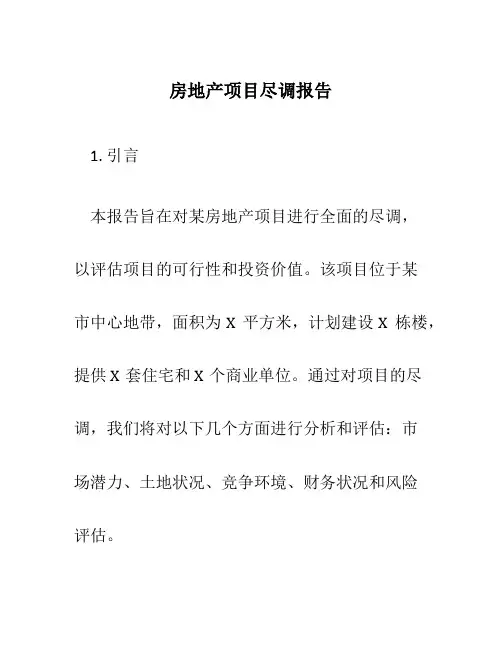 房地产项目尽调报告