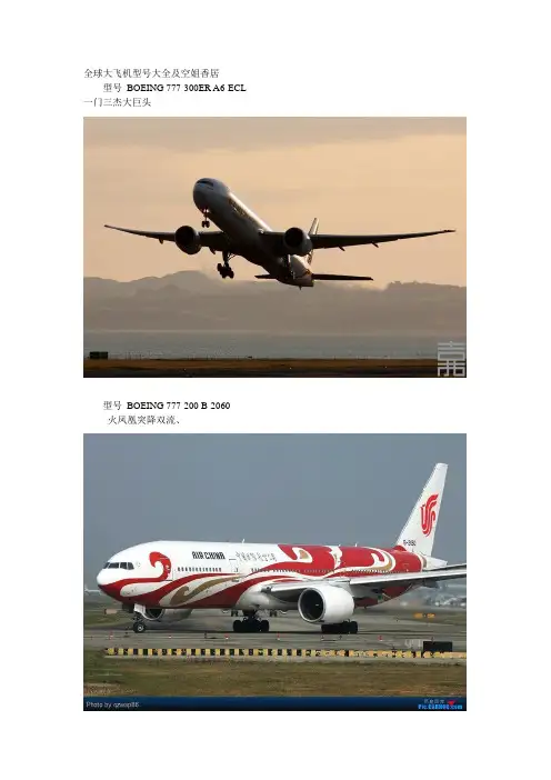 全球大飞机型号大全及空姐香居