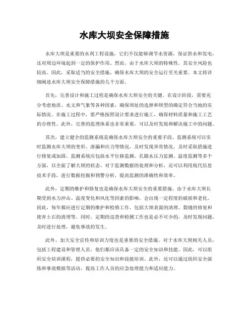 水库大坝安全保障措施