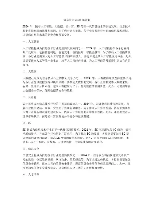 信息技术2024年计划