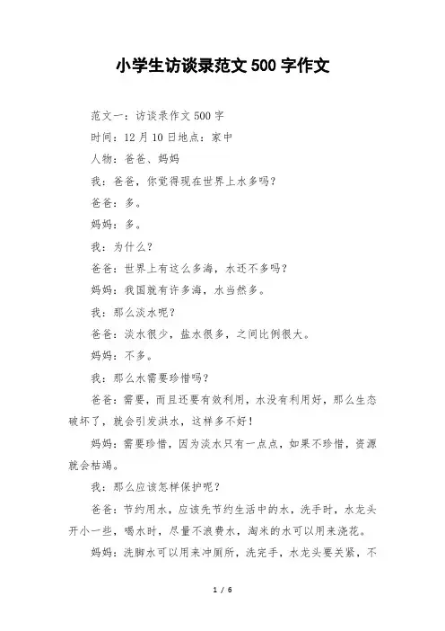 小学生访谈录范文500字作文-作文