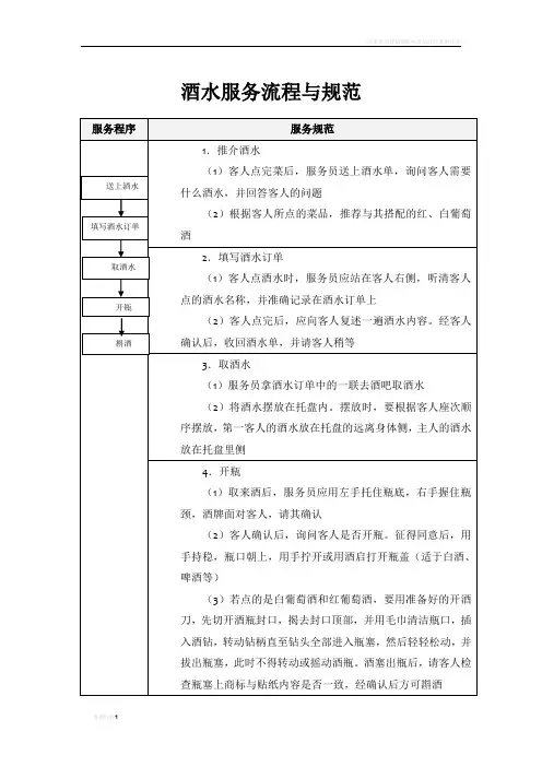酒水服务流程与规范