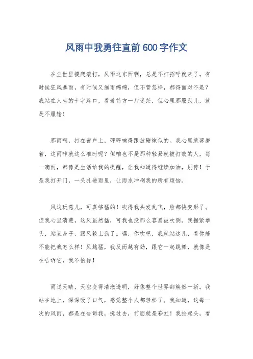 风雨中我勇往直前600字作文