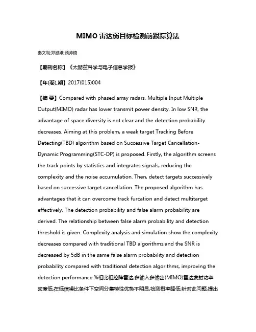 MIMO雷达弱目标检测前跟踪算法