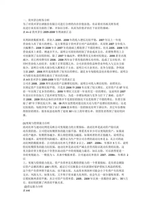 贵州茅台财务分析