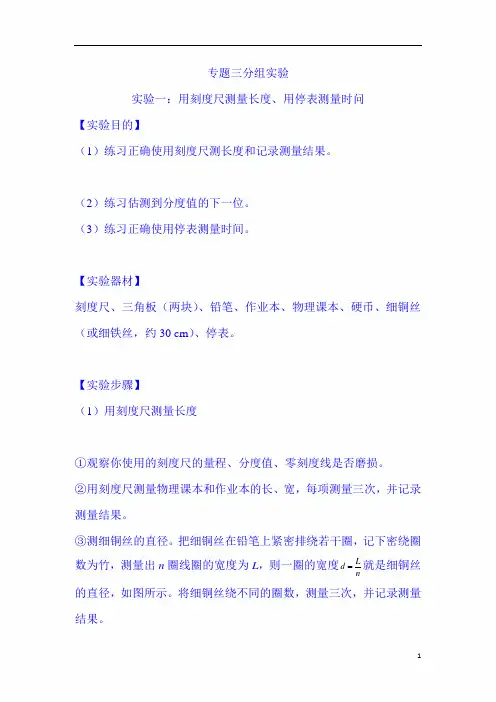 2020年中考九年级物理基础知识手册及解题技巧：分组实验