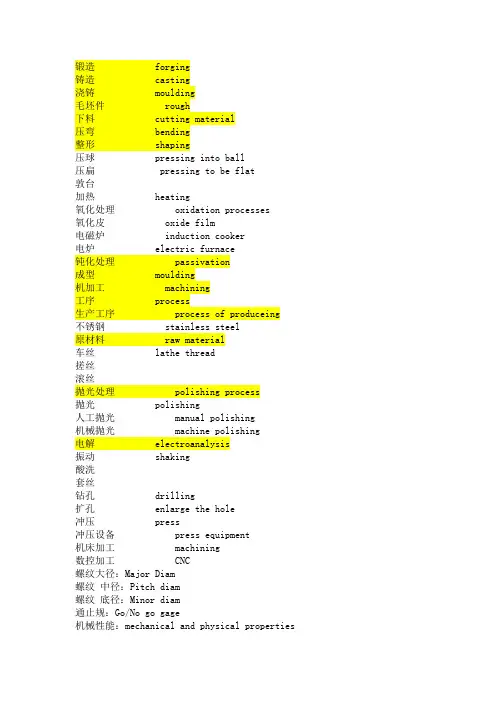 机加工英语