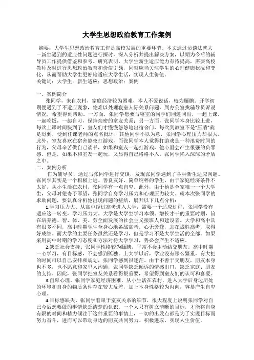 大学生思想政治教育工作案例