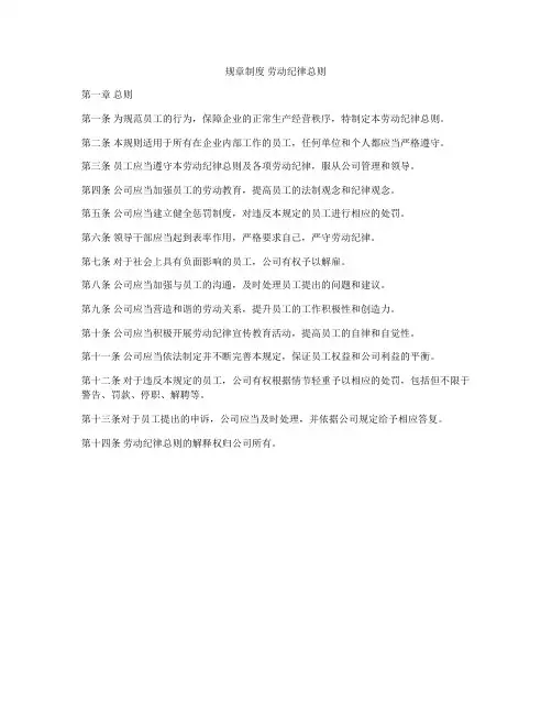 规章制度 劳动纪律总则