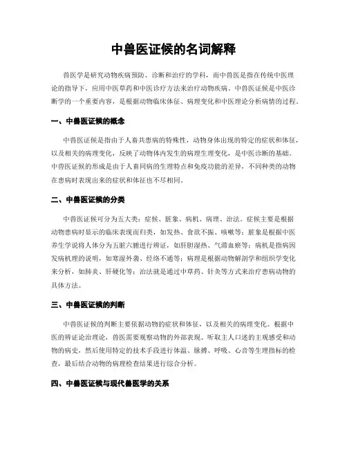 中兽医证候的名词解释