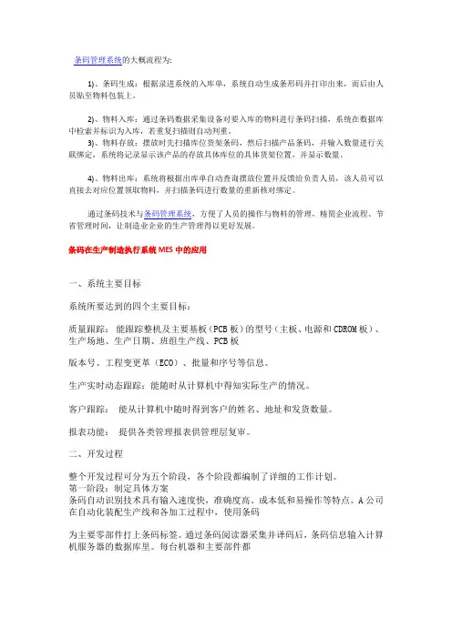 条码管理系统流程