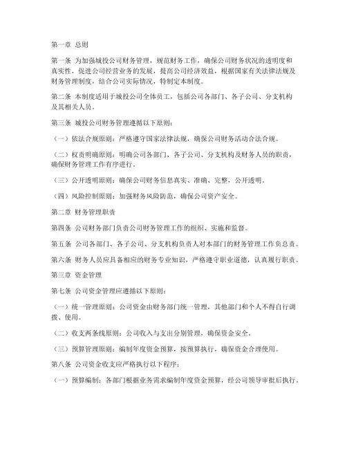 城投公司财务管理制度