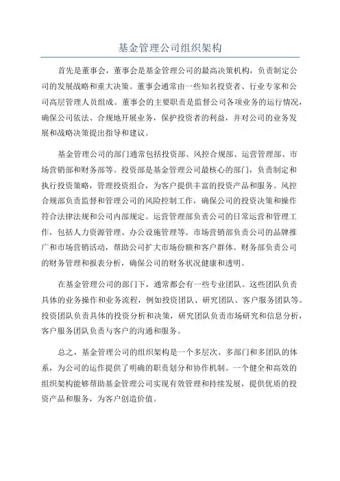 基金管理公司组织架构
