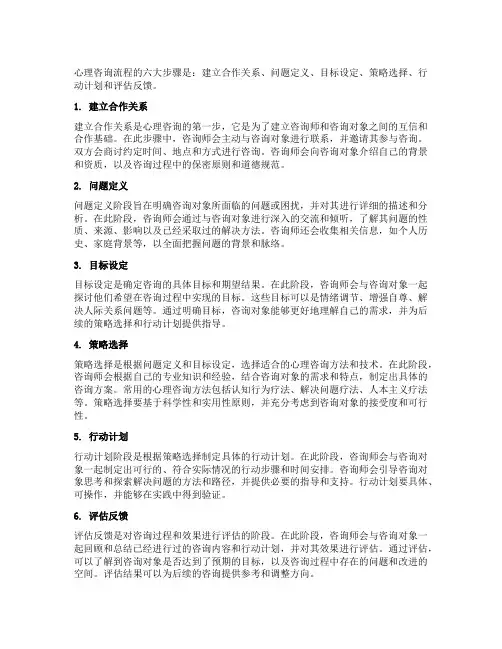 心理咨询流程的六大步骤