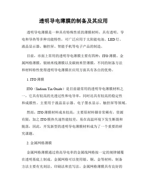 透明导电薄膜的制备及其应用