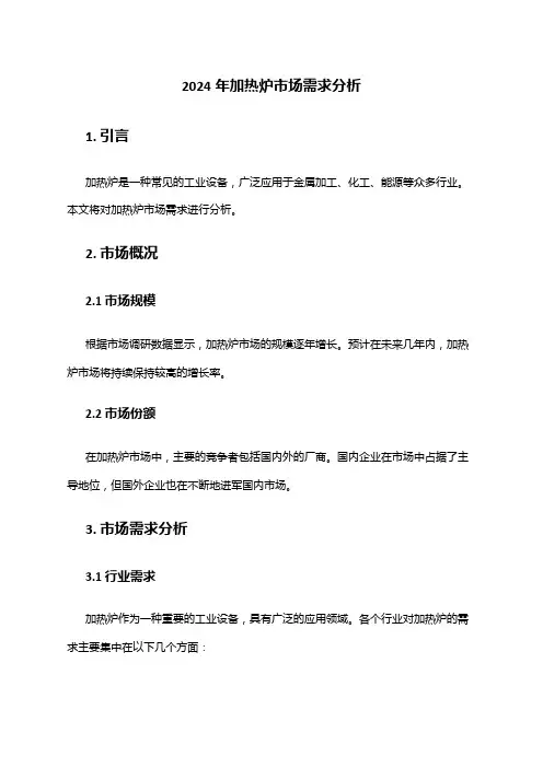 2024年加热炉市场需求分析