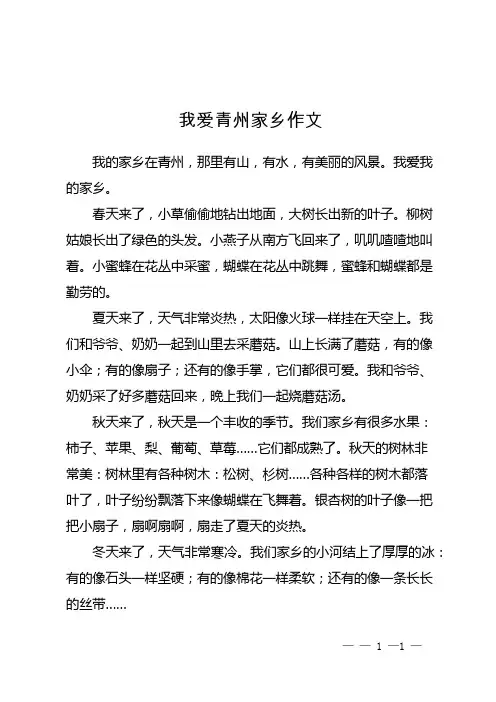 我爱青州家乡作文